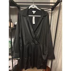 The Drop 3x Plus Black Satin Long Sleeve Shirt